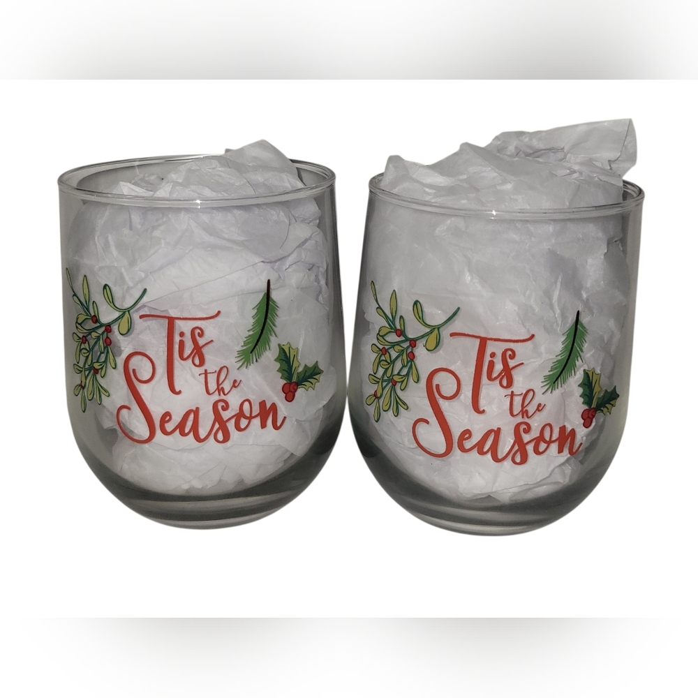 2 Piece Stemless Wine Glasses (Tis The Season)